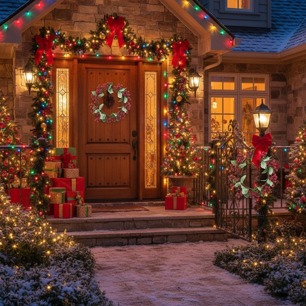 3PCS Set 13in Christmas Door Wreaths With Pine Cones Greenery Artificial Plants Garland Red Berry