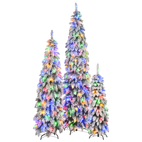 Slim Artificial Christmas Tree With Snow Flocking, 8FT, 6FT, 4FT