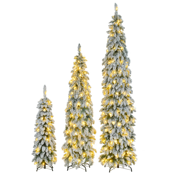 Slim Artificial Christmas Tree With Snow Flocking, 8FT, 6FT, 4FT