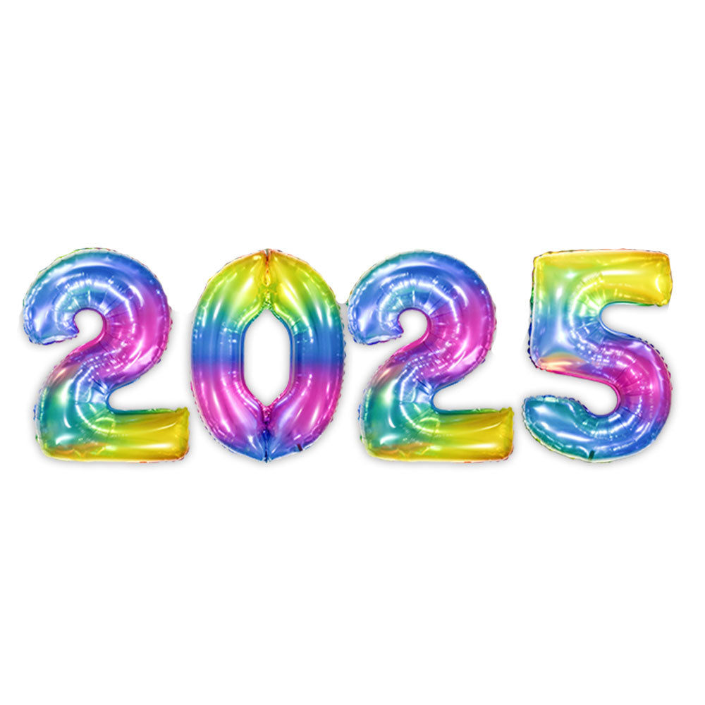 5 Pcs Happy New Year Party Backdrop 32 Inch 2025 Balloons Set With Rope  Happy New Year Decorations Colorful Firework New Years Backdrop  For New Years Eve Party Supplies