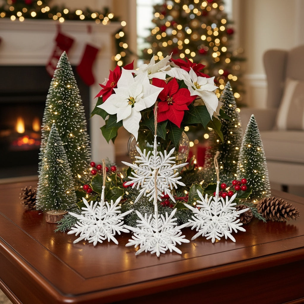 Snowflake Christmas Hanging Ornaments. 6PCS Set 6.1in