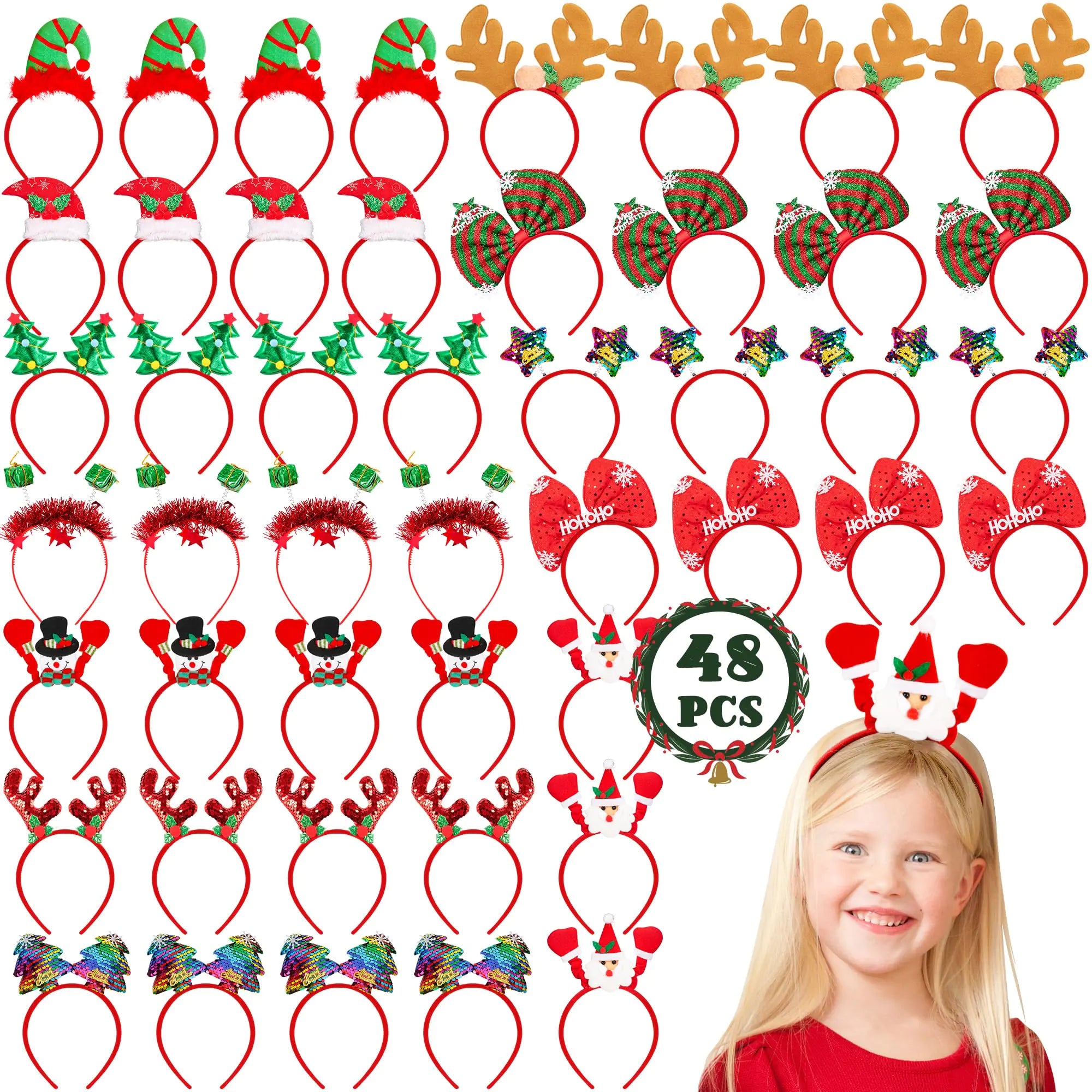 48 Pcs Christmas Headbands Cute Christmas Headwear