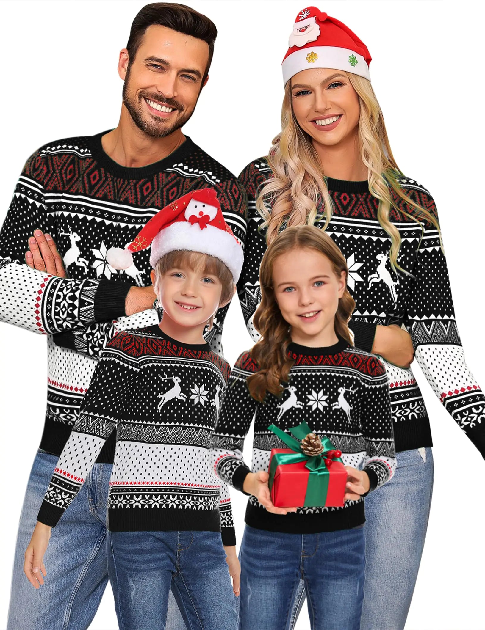 Festive Reindeer Family Christmas Sweater
