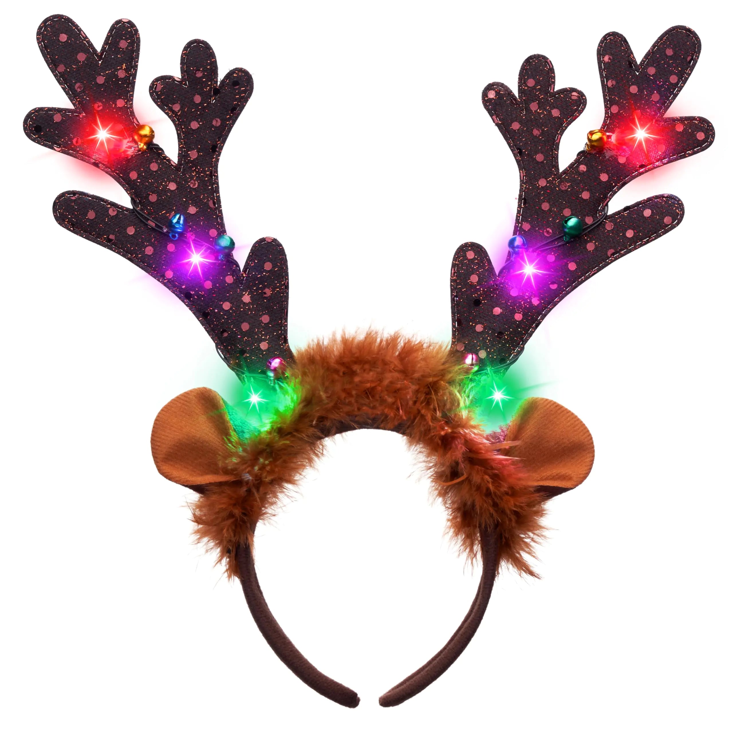 JOYIN Christmas 2PCS Light Up Cute reindeer headband Adult Kids Christmas Party