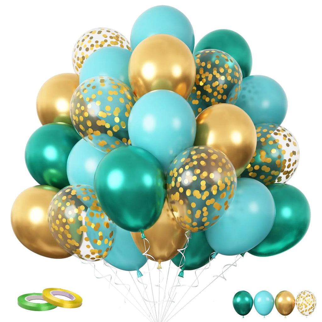 Premium Teal & Gold Balloon Kit for Party Decor