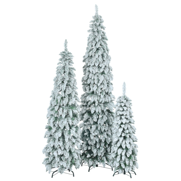 Slim Artificial Christmas Tree With Snow Flocking, 8FT, 6FT, 4FT