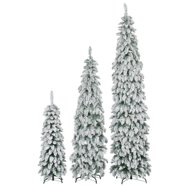 Slim Artificial Christmas Tree With Snow Flocking, 8FT, 6FT, 4FT