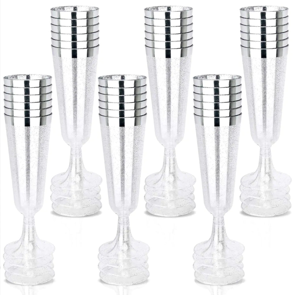 EcoChic 36 Green Plastic Champagne Flutes - 7OZ Disposable