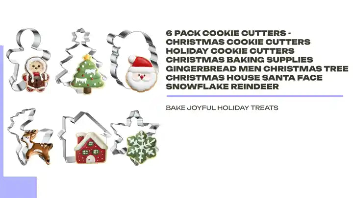 6 Pack Cookie Cutters - Christmas Cookie Cutters Holiday Cookie Cutters Christmas Baking Supplies Gingerbread Men Christmas Tree Christmas House Santa Face Snowflake Reindeer by@Outfy