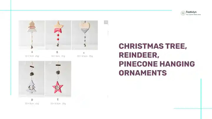 Christmas Tree, Reindeer, Pinecone Hanging Ornaments by@Outfy