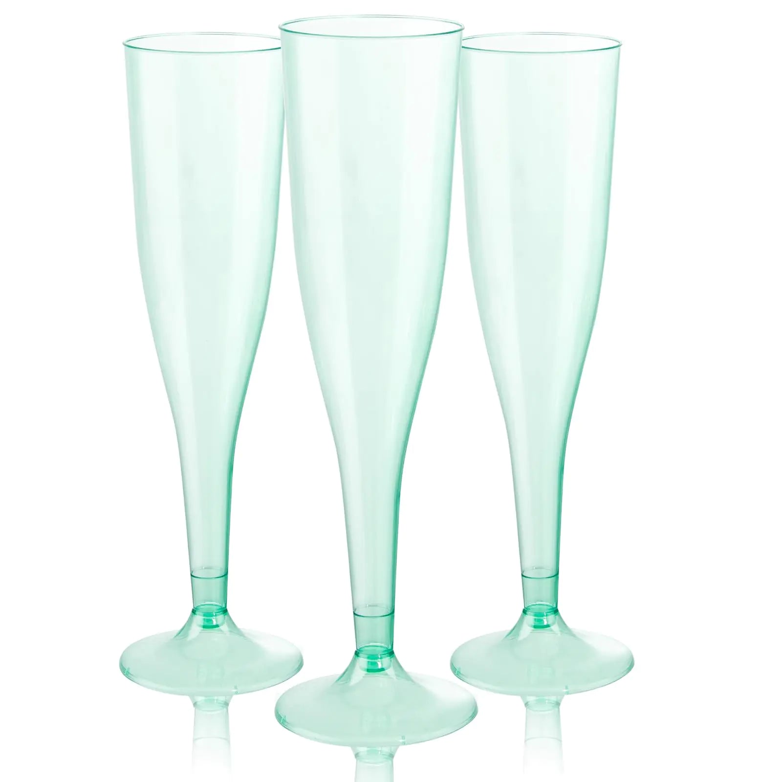 EcoChic 36 Green Plastic Champagne Flutes - 7OZ Disposable